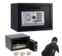 Coffre-fort ignifuge, 16 l, double sécurité, coffre-fort en acier avec serrure à double panneton et serrure à combinaison électronique, acier ferreux, noir