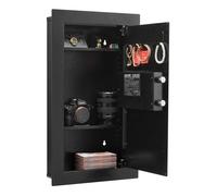 VEVOR Coffre-fort Mural, Armoire Forte Dissimulée à 3 Niveaux, Déverrouillé par Clavier et Clé, Boîtier Encastrable en Acier Laminé à Froid, avec LED, 2 Étagères Réglables et Porte-clés, pour Argent