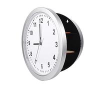 Coffre-fort mural secret caché avec 3 compartiments à étagères, coffre-fort de diversion pour espèces, bijoux et objets de valeur, horloge murale moderne en ABS argenté à fixer au
