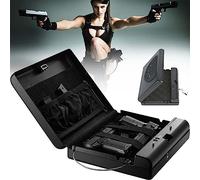 Coffre-fort portable pour pistolets, biométriques et serrure à clé, construction en acier avec intérieur en mousse, idéal pour les chéquiers, l'argent, les bijoux, les cartes d'identité