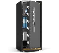 Coffre-fort pour documents pour bureau et maison avec serrure de sécurité mécanique, grande armoire de sécurité, café, L x l x H 43 x H 36 x 70 cm