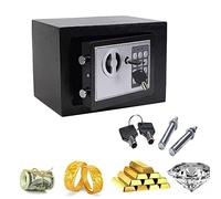 Coffre Fort Pour La Maison avec Serrure Électronique, 4,6L Petit Coffre Fort Maison à 2 Clés d'urgence, Bijoux Coffre-fort pour maison, Fixations Murales et au sol, 23x17x17cm, Noir