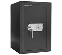 Coffre-fort Rottner Ben 65 avec serrure à double panneton 2 clés noir HxLxP 655x435x445 mm Certifié EN1 coffre-fort intérieur verrouillable CSN 1143-1 deux étagères réglables kit de fixation