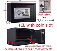 Coffre-Fort serrure à combinaison digitale + clés, DAYPLUS, 35x25x25 cm, Noir