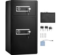 Coffre-fort SucceBuy à double porte, 5,5 pieds cubes, noir, avec serrure à clé et sécurité par mot de passe, lumière LED, tableau des clés, sac ignifugé, séparateurs réglables, armoire pour objets de