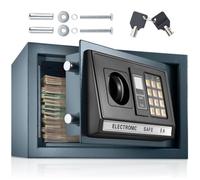 Coffre-fort - TECTAKE - Coffre électronique double-boulons en acier avec 2 clés et un tapis, 20 x 31 x 22 cm - Gris