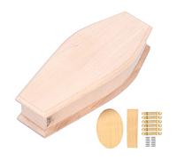 Coffre funéraire d’Halloween, Accessoire de Cercueil en Bois à fabriquer soi-même pour Maison de poupées, kit de Bricolage en Bouleau Non Fini avec poignées et Autocollants pour