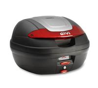 Coffre GIVI Noir Relief Catadioptres Rouges Avec Plaque Et Set Universel E340N