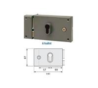 Serrure en applique monopoint horizontale à fouillot pour cylindre profil européen. Marron droite