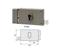 Serrure en applique monopoint horizontale à tirage pour cylindre profil européen. Marron droite