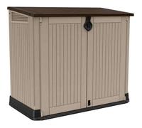 Coffre de rangement extérieur KETER en résine 880 litres Beige et marron- Malle de jardin sans vérins