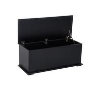 HOMCOM Coffre de Rangement, Banc de Rangement avec Couvercle Rabattable et charnières de sécurité, Banc Chaussures, Meuble d'entrée, Couloir, Chambre, Salon, 100 x 40 x 40 cm, Noir