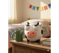 Coffre Mealheiro Moo-Ney - Design moderne en impression 3D - Ultra résistant et anti-éclats - Fabriqué en Europe - Décoration d'intérieur minimaliste avec Tampa de Acesso - 15 cm