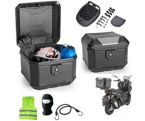 Coffre monolock avec plaque pour porte-bagages+kit de montage compatible avec Malaguti Ciak 200 Master 4T Coffre pour moto, scooter, valise 38 l GIV I pour 1 casque modulaire 400 x 400 x 310 mm