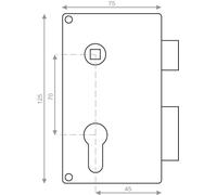 Coffre monopoint en applique pour cylindre européen vertical fouillot droite doré - HERACLES - MX-8817-01