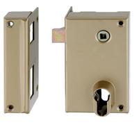 Coffre monopoint en applique pour cylindre européen vertical fouillot de 7 gauche or 75 x 130 mm HERACLES MX-8817-02