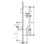 Coffre monopoint pêne dormant 1/2 tour axe de 25 mm TESA 4210255NM