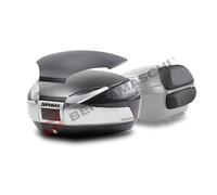 COFFRE MOTO SCOOTER SHAD SH48 TITANE AVEC COUVERTURE CARBONE + REPOSE ARRIÈRE