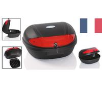 Coffre Noir TRESKO 48L - Top Case Amovible avec Réflecteur pour Sécurité Totale