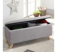 Coffre Pouf Conteneur Banc Tabouret Repose-pieds en Tissu Gris Clair