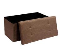 Coffre Pouf Conteneur Marron Banc Tabouret Repose-pieds Revêtement En Lin