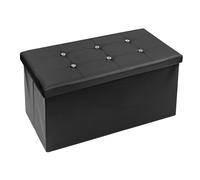 Coffre de Rangement Pouf Banc de Rangement Repose-Pieds Simili Cuir Swarovski 76 x 38 x 38 cm Noir