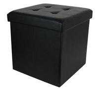 Coffre pouf décoratif 38x38x38 cm aspect matelassé collection CHIC noir