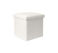 Coffre Pouf Pliable Blanc Tissu Bouclettes - FLOKI -