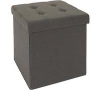 Pouf Altobuy NORA - Coffre Pouf Pliable Capitonné Coloris Gris -