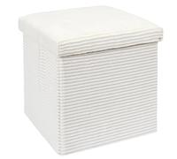 Coffre pouf pliable côtelé 38x38x38 cm collection VICTOR beige