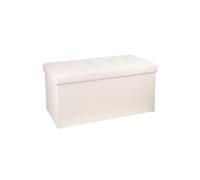 Coffre/pouf pliable en MDF et polyurethane coloris beige - Dim : L76 x l38 x H38 cm