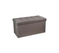 Coffre/pouf pliable en MDF et polyurethane coloris gris - Dim : L76 x l38 x H38 cm