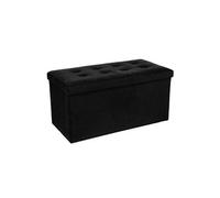 Coffre/pouf pliable en MDF et polyurethane coloris noir - Dim : L76 x l38 x H38 cm