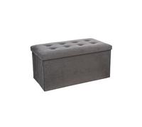 Coffre/pouf pliable en MDF et polyurethane couleur grise - Dim : L76 x l38 x H38 cm