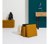 Home Deco Factory - Coffre pouf pliable HD0505 - Design contemporain, multifonctionnel - Jaune 38 cm