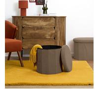 Coffre Pouf Pliable - HOME DECO FACTORY - Jules - Côtelé - Taupe