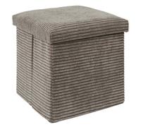 HOME DECO FACTORY, HD0274, Coffre Pouf Pliable Cotele Scott Taupe M4, Softness, Mobilier, Assise, Coffre et Banc Pliable, 38x38x38 cm, Hauteur Assise 38 cm, Taupe
