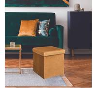 COFFRE POUF PLIABLE VELOURS COTELE GIULIA JAUNE