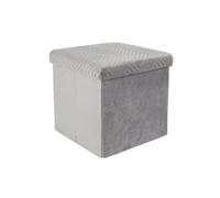 Coffre Pouf Pliable Velours Gris Clair - FLOY -