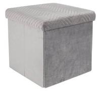 FLOY - Coffre Pouf Pliable Velours Gris Clair -