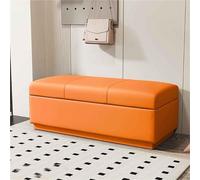 Coffre Rangement Ottoman Moderne Couvertures Cuir Capitonné Banc Bout Lit Son Design Élégant Tendance Lui Permet S'intégrer dans n'importe Quelle Pièce(Orange,70cm)