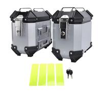 Coffre Scooter Valise latérale Rigide pour Moto 18 L en Alliage d'aluminium avec Serrure de sécurité et poignée(Silver)
