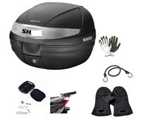 Coffre SH29 moto scooter valise de 29 litres pour 1 casque intégral 30 x 40 x 38 cm compatible avec Beta Motor RR 400 Enduro 4T Coffre avec fermeture lock system+plaque porte-bagages+kit de montage