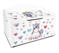 Coffre XL à jouets en bois motif: La Licorne