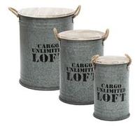 Coffres bidons gris Loft - Lot de 3 - Atmosphera Gris G