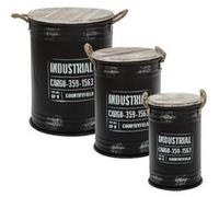 Atmosphera - Coffres bidons Industrial - Métal noir - Lot de 3