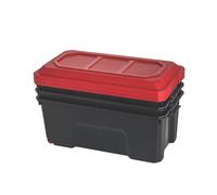 Coffres de rangement robustes Sundis avec couvercles 75L noir/rouge 3 pièces
