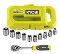 RYOBI - Coffret 10 pcs - 9 douilles 1/4'' et tournevis - RHRS10PC