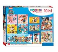 Coffret 10 puzzle progressif pat patrouille - 18 - 30 - 48 - 60 pieces - mega pack chien ryder everest marcus rocky et 1 carte tigre