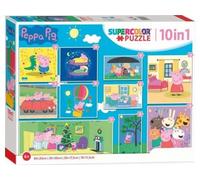 Coffret 10 Puzzle progressif Peppa Le Cochon - 18-30 - 48-60 Pieces - Set Mega Pack Peppa Le Cochon + Carte Animal